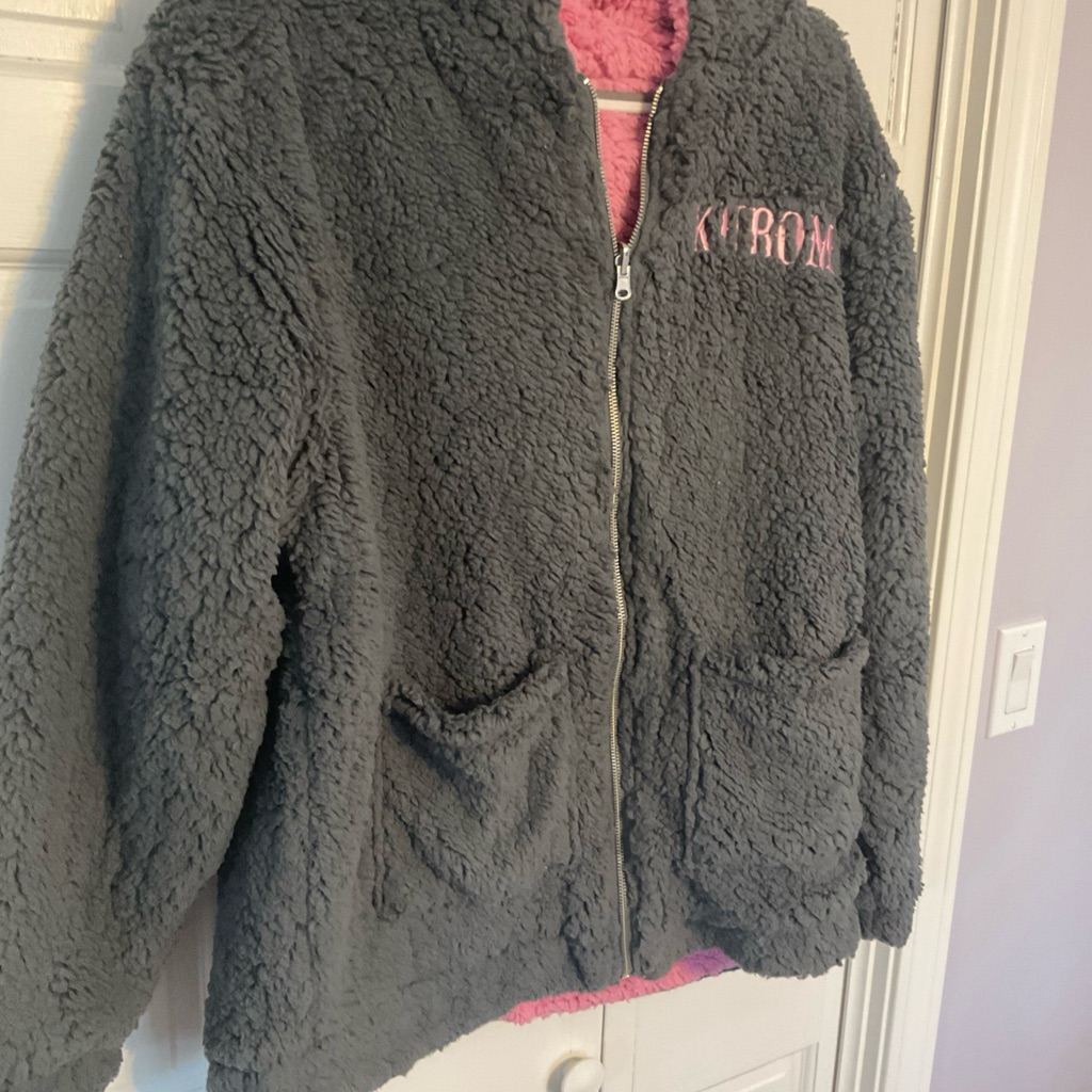 New With Tags Sanrio Kuromi My Melody Reverse Fleece Zip Up Hoodie Sz Large